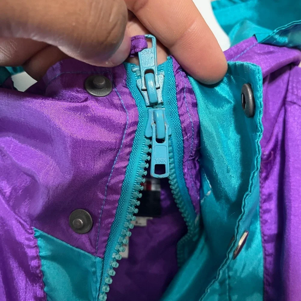 RARE Vintage Nike SWOOSH Spell out tag 90's Windbreaker colorblock hooded jacket